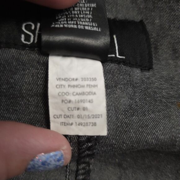 HT Denim Shortall Size Medium Butterfly Print Black Adjustable Colorful Y2K - Picture 8 of 11